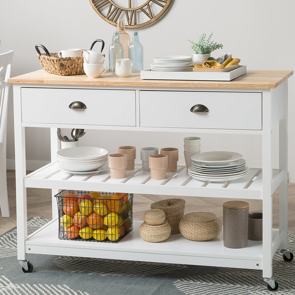 Brambly Cottage Küchenwagen Margaux mit Gummibaumholzplatte